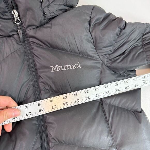 Marmot Puffer Coat Womens XS Black Montreal 700 Down Faux Fur Hood Long - Picture 3 of 7
